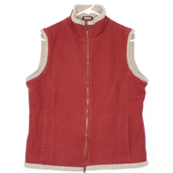 Duluth Trading Canvas Vest Mens Med Full Zip Sherpa Lined Heavy Workwear Pockets - Picture 1 of 10